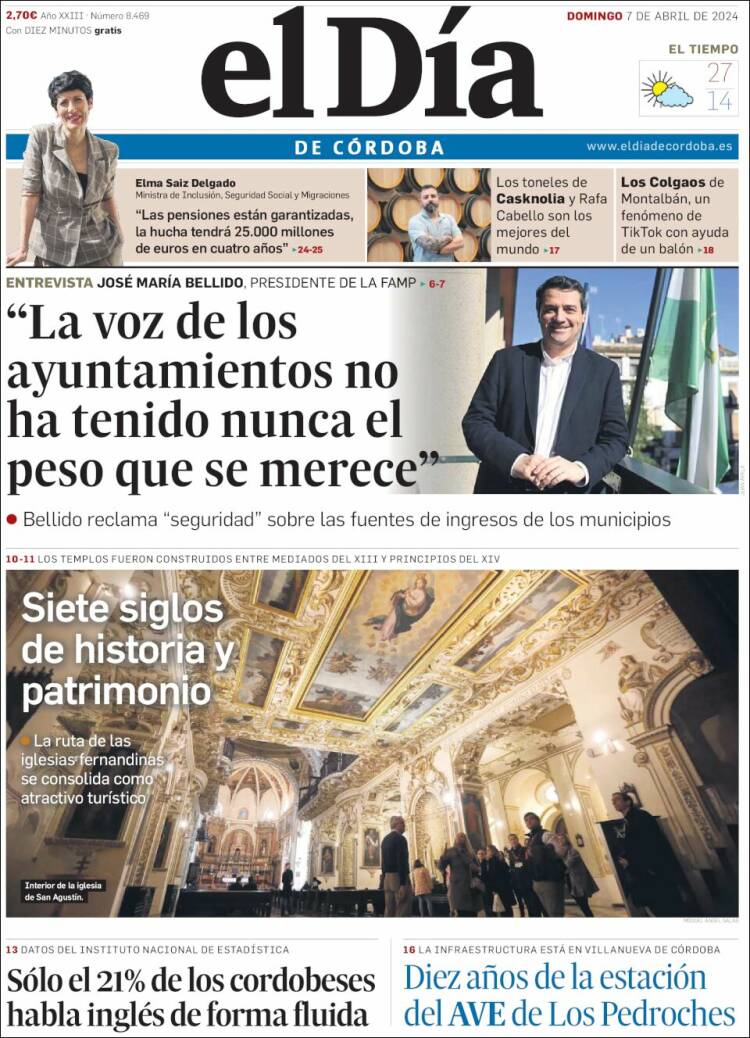 Portada de El Día de Córdoba (España)