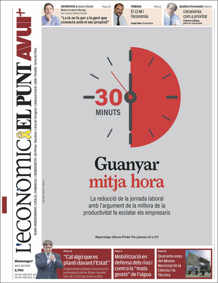 Portada de El Punt Avui (España)