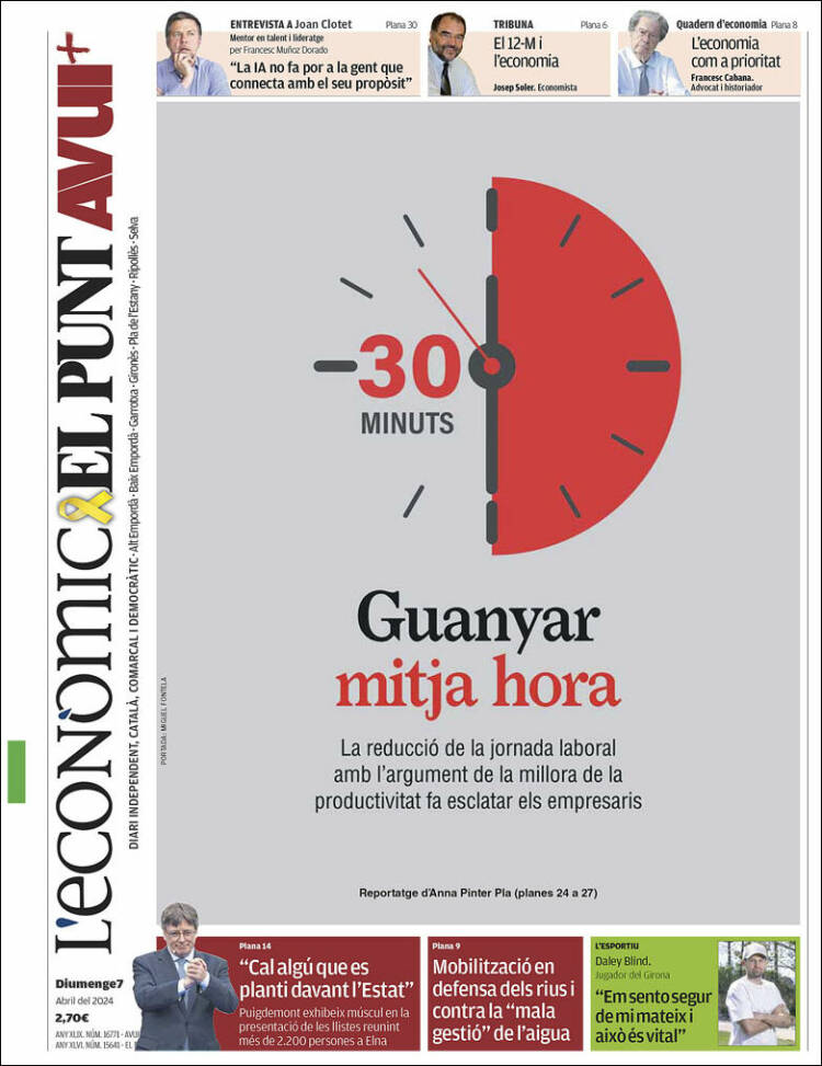 Portada de El Punt Avui - Girona (España)