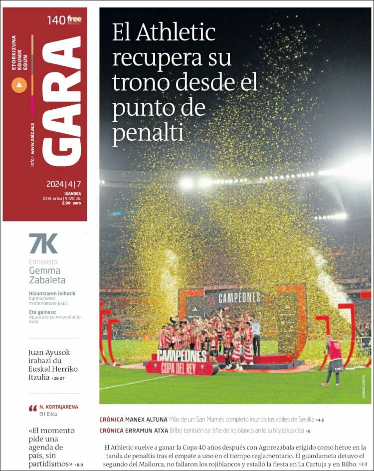 Portada de Gara (España)