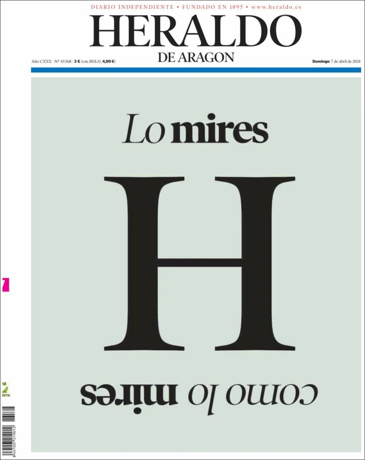 Portada de Heraldo de Aragón (España)