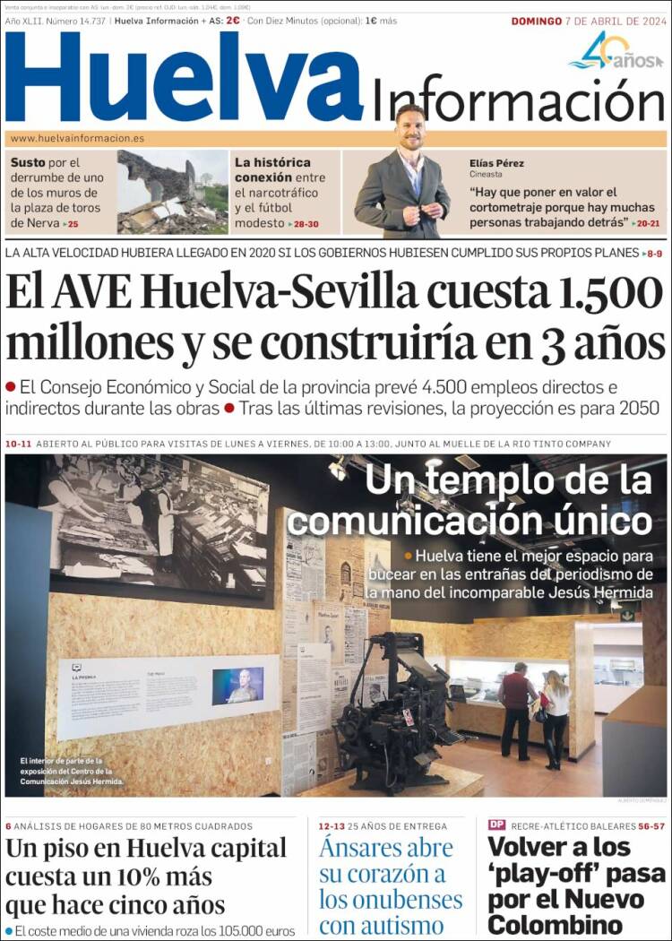 Portada de Huelva Información (España)