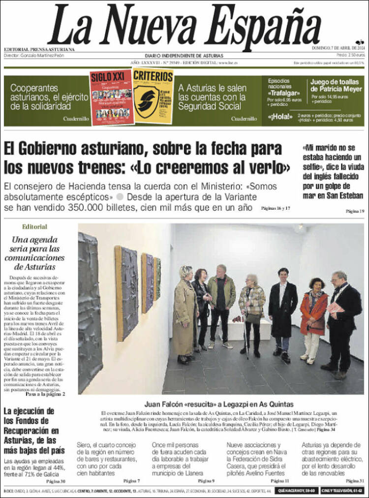Portada de La Nueva España (España)