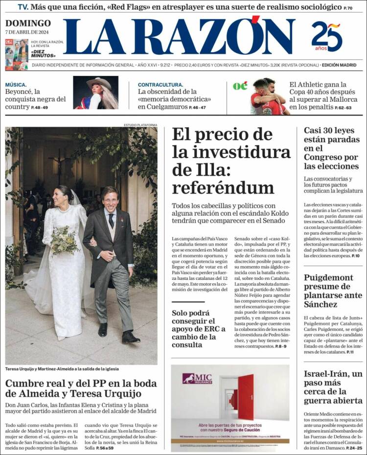 Portada de La Razón (España)