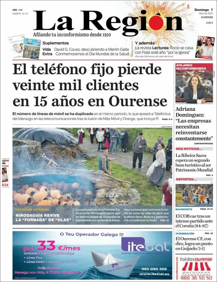 Portada de La Región de Ourense (España)