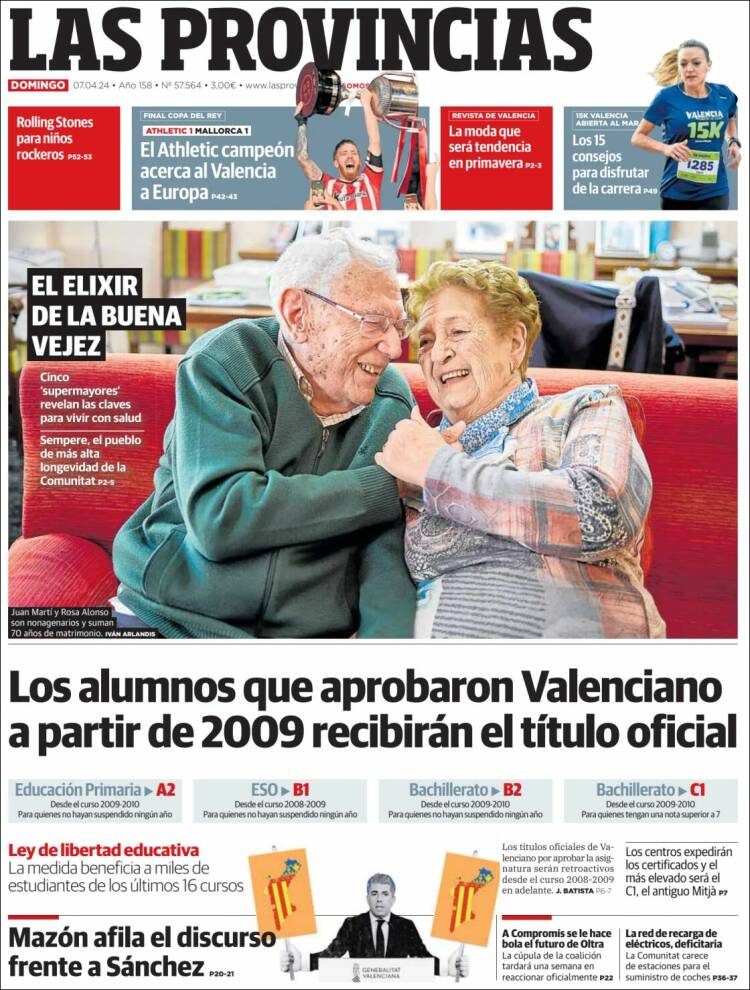 Portada de Las Provincias (España)