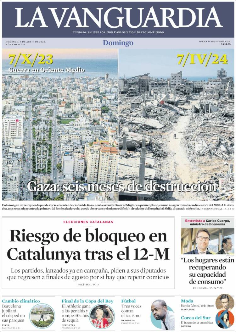 Portada de La Vanguardia (España)