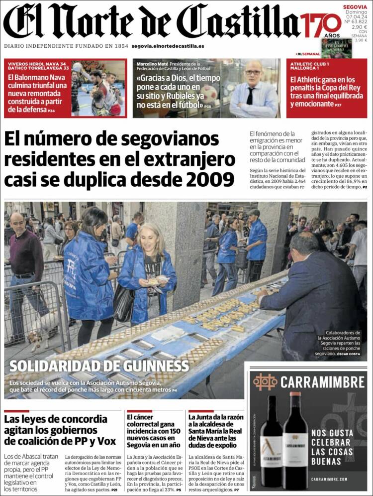 Portada de Norte de Castilla - Segovia (España)