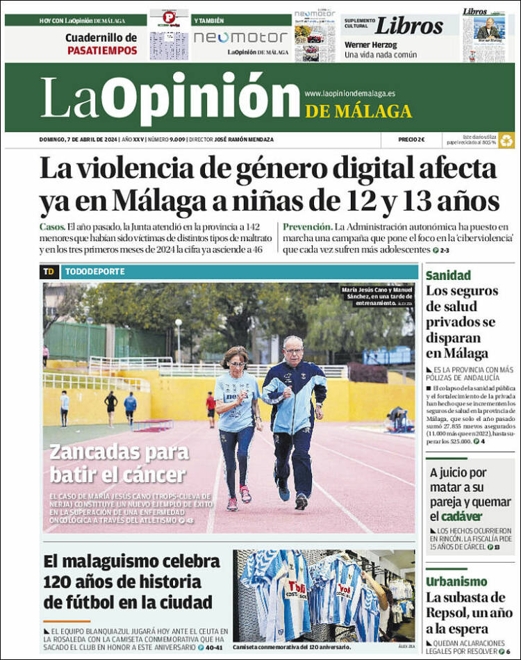 Portada de La Opinión de Málaga (España)