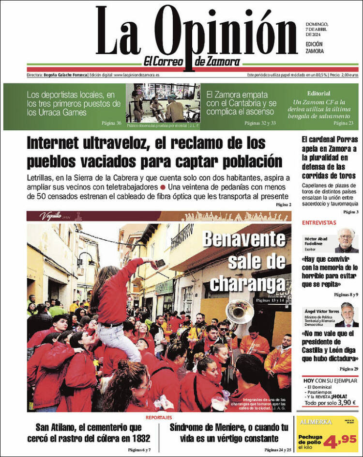 Portada de La Opinión - El Correo de Zamora (España)