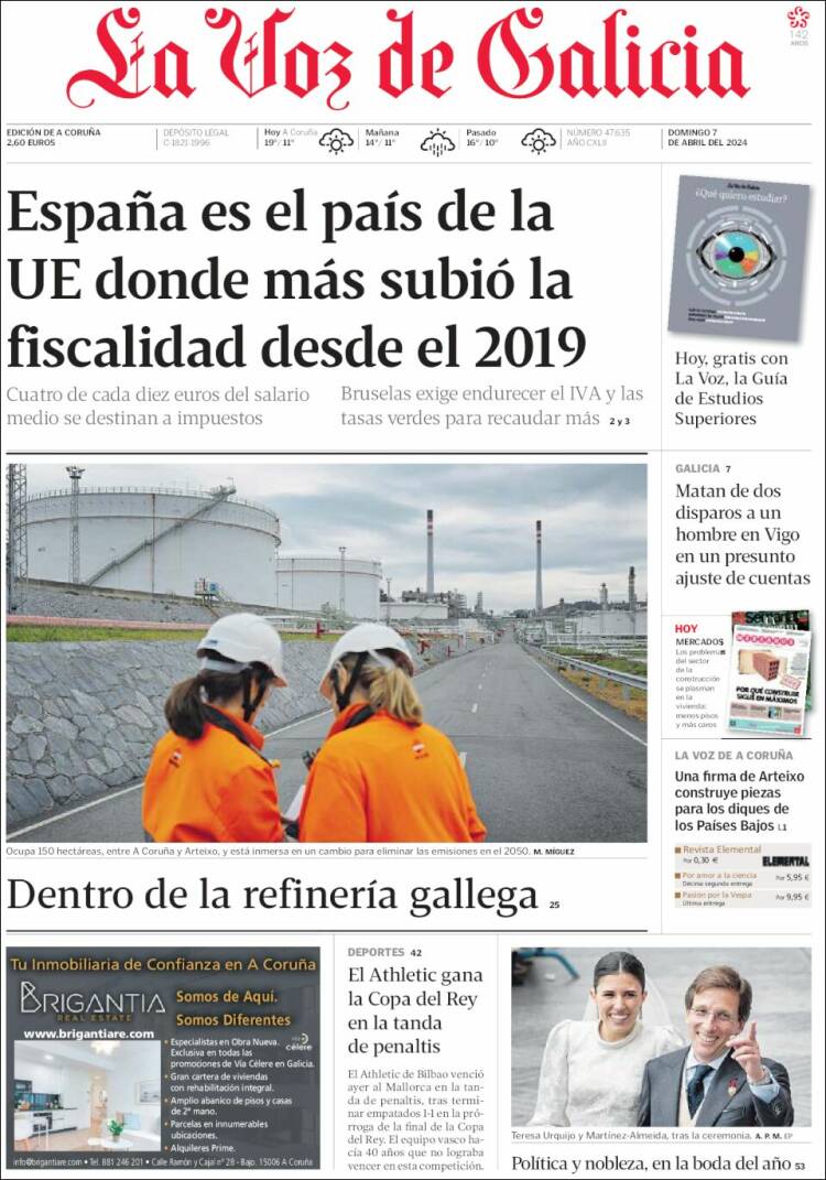 Portada de La Voz de Galicia (España)