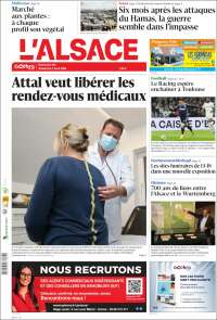 Portada de Journal L'Alsace (Francia)