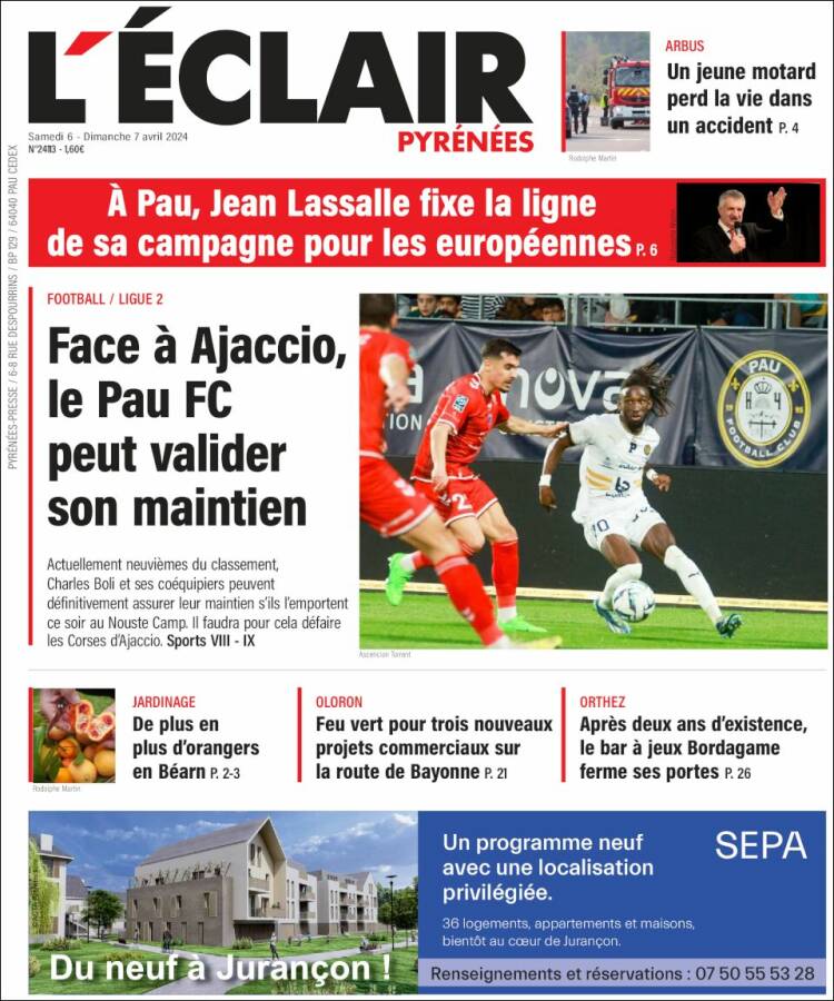 Portada de La République des Pyrénées (Francia)