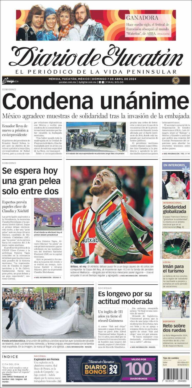 Portada de Diario de Yucatán (México)