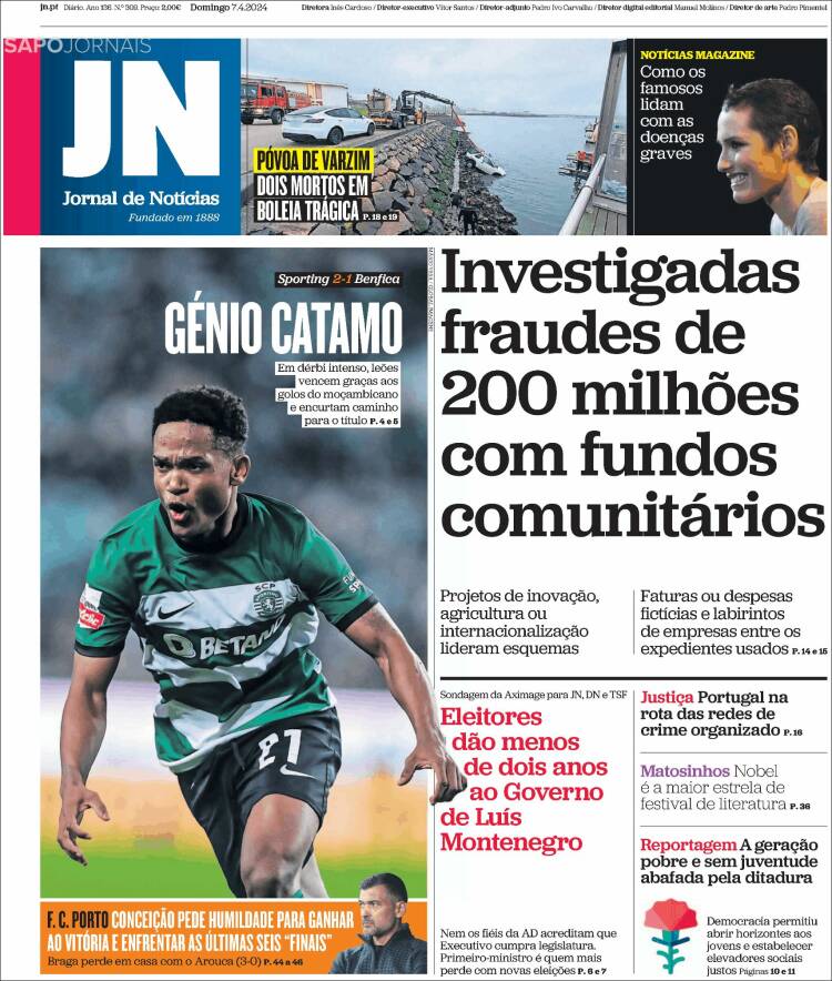 Portada de Jornal de Notícias (Portugal)