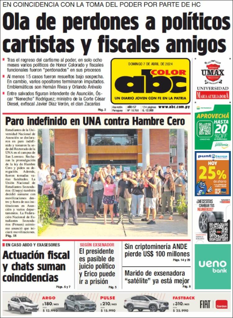 Portada de ABC Color (Paraguay)