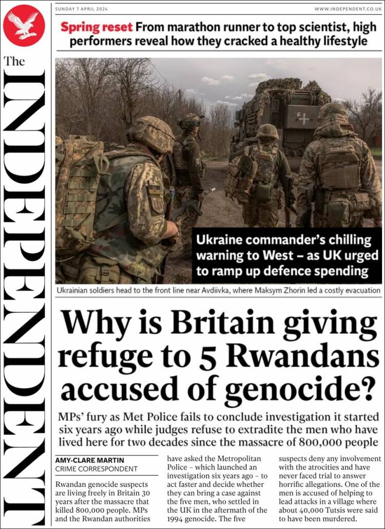 Portada de The Independent (Reino Unido)