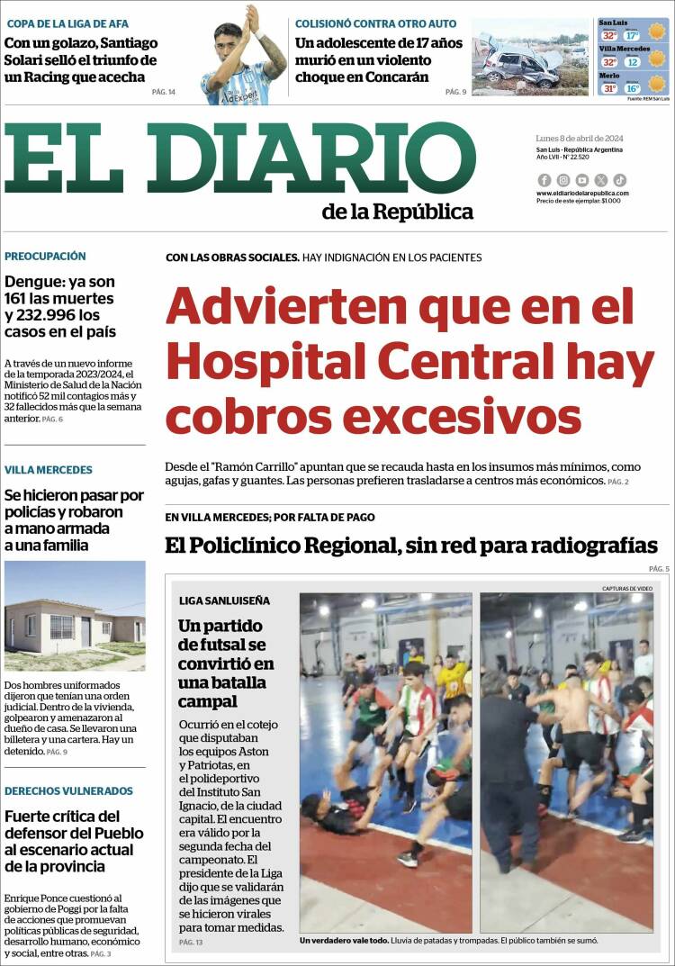 Portada de Diario de la República (Argentina)