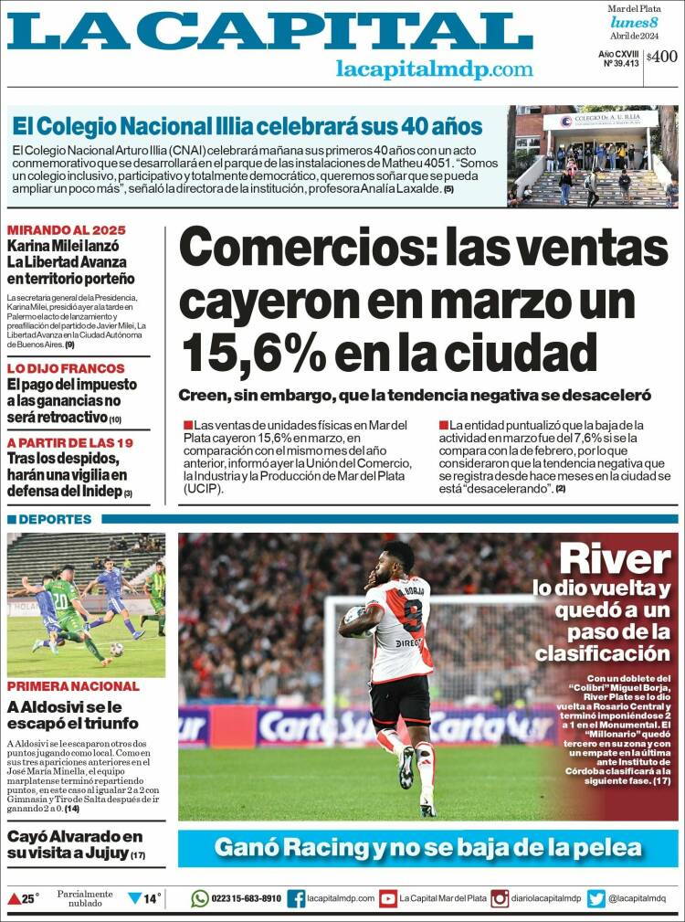 Portada de Diario La Capital - Mar del Plata (Argentina)