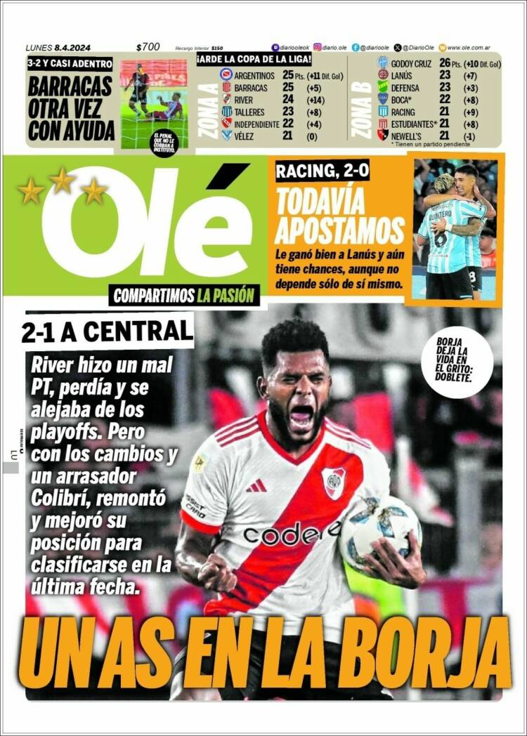 Portada de Olé (Argentina)