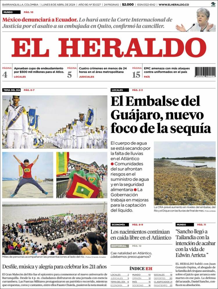 Portada de El Heraldo (Colombia)