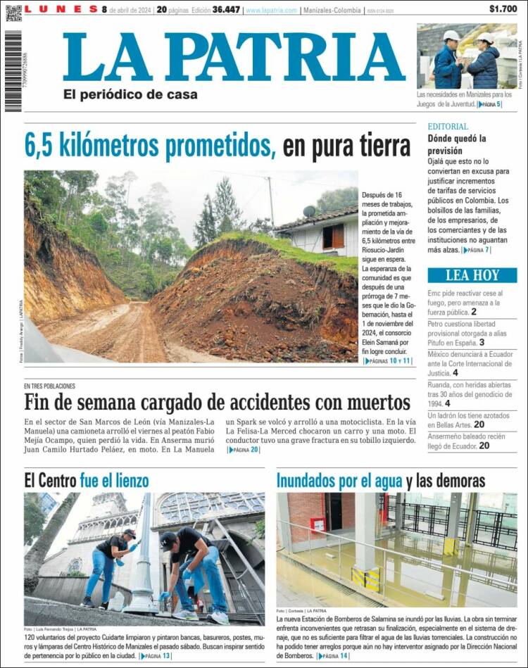 Portada de La Patria (Colombia)
