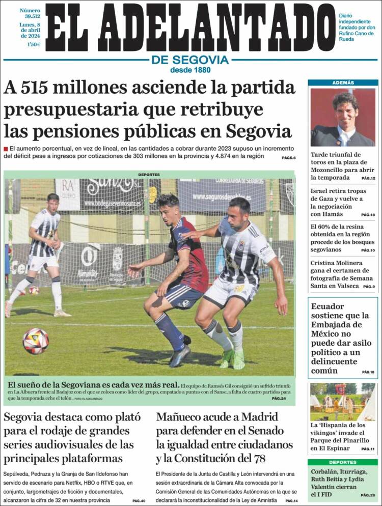 Portada de El Adelantado de Segovia (España)