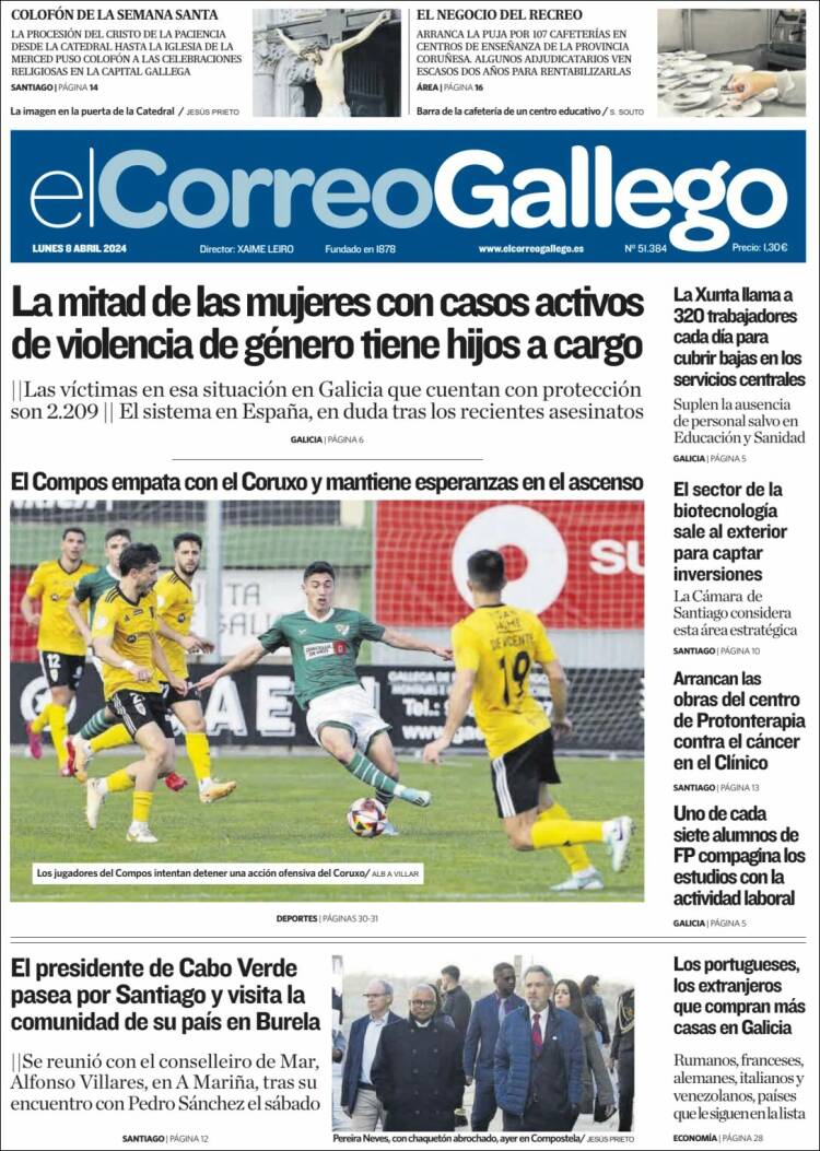 Portada de El Correo Gallego (España)