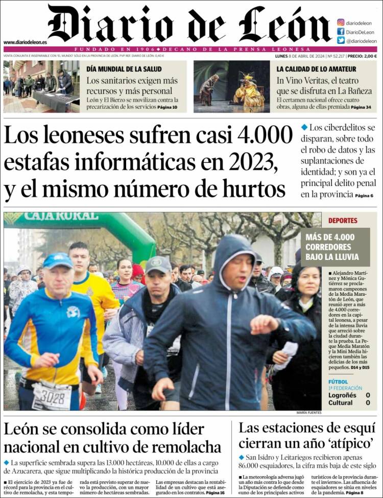Portada de Diario de León (España)