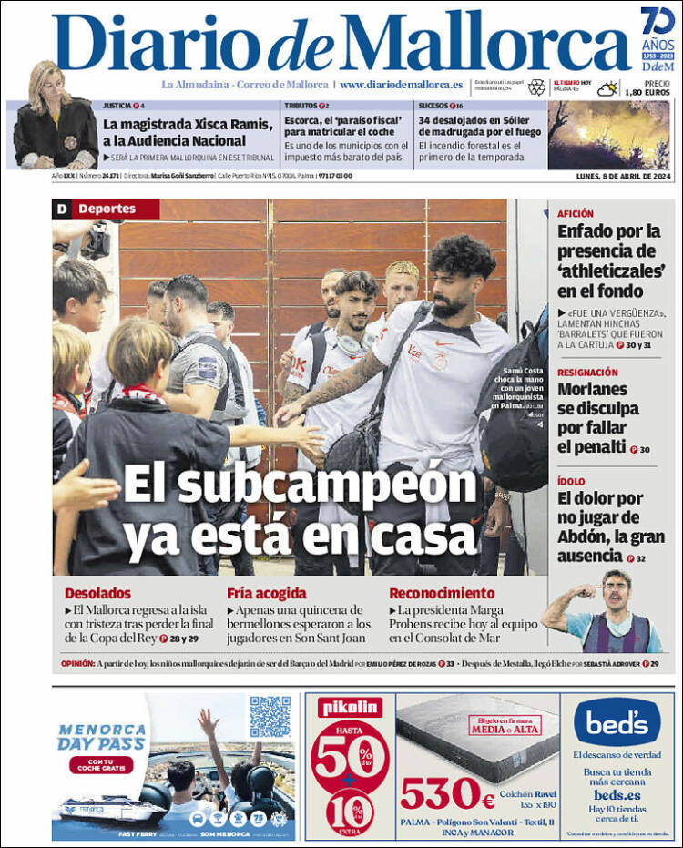 Portada de Diario de Mallorca (España)