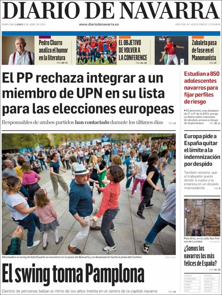 Portada de Diario de Navarra (España)