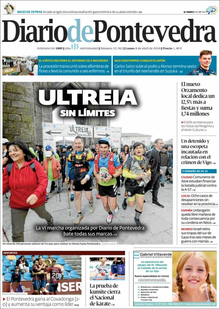 Portada de Diario de Pontevedra (España)