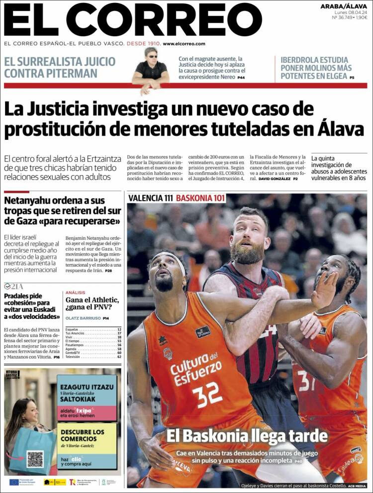 Portada de El Correo - Álava (España)