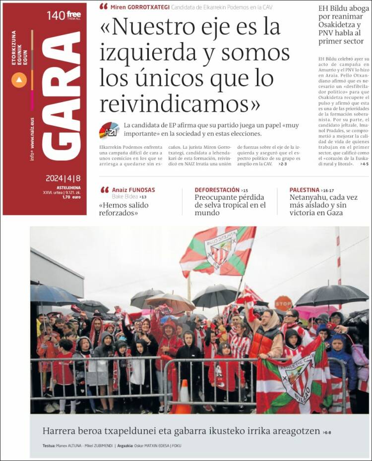 Portada de Gara (España)