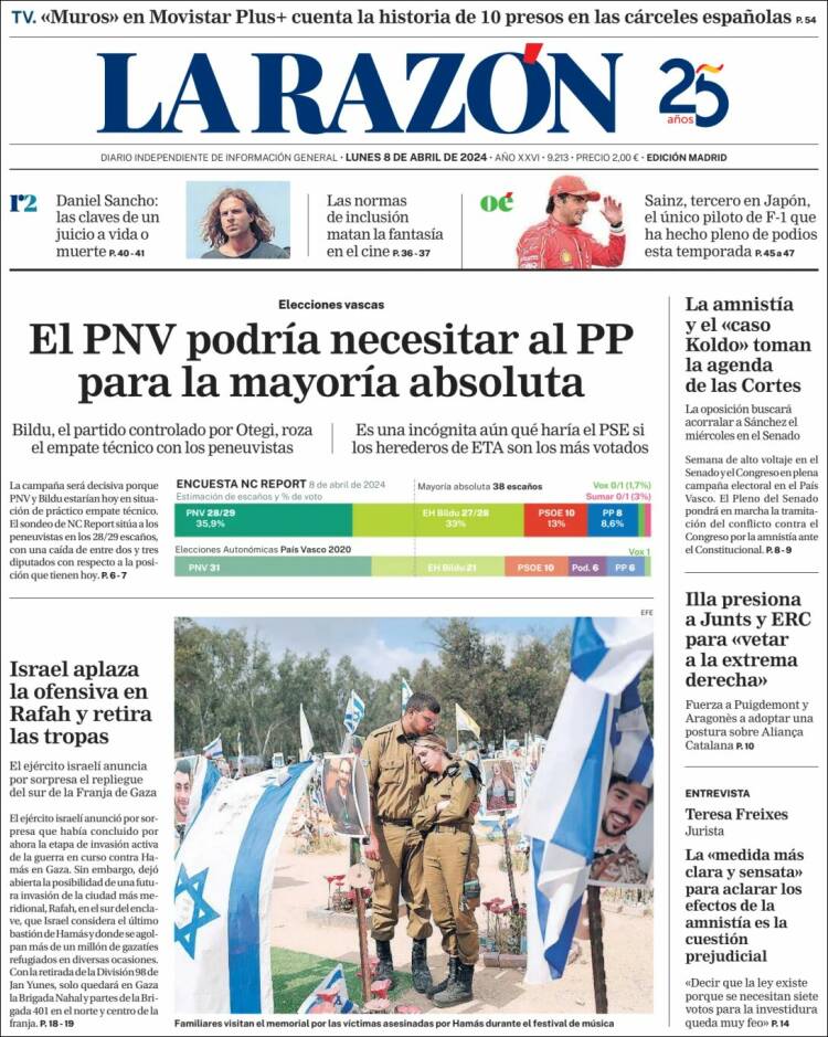 Portada de La Razón (España)