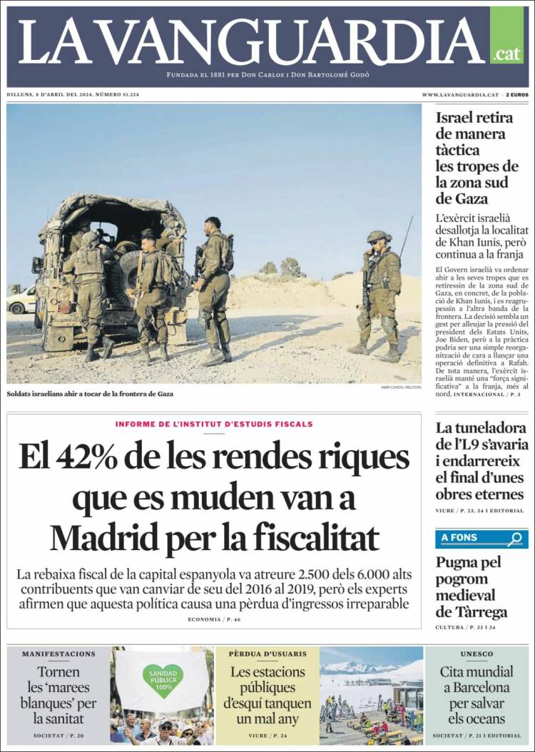 Portada de La Vanguardia (España)