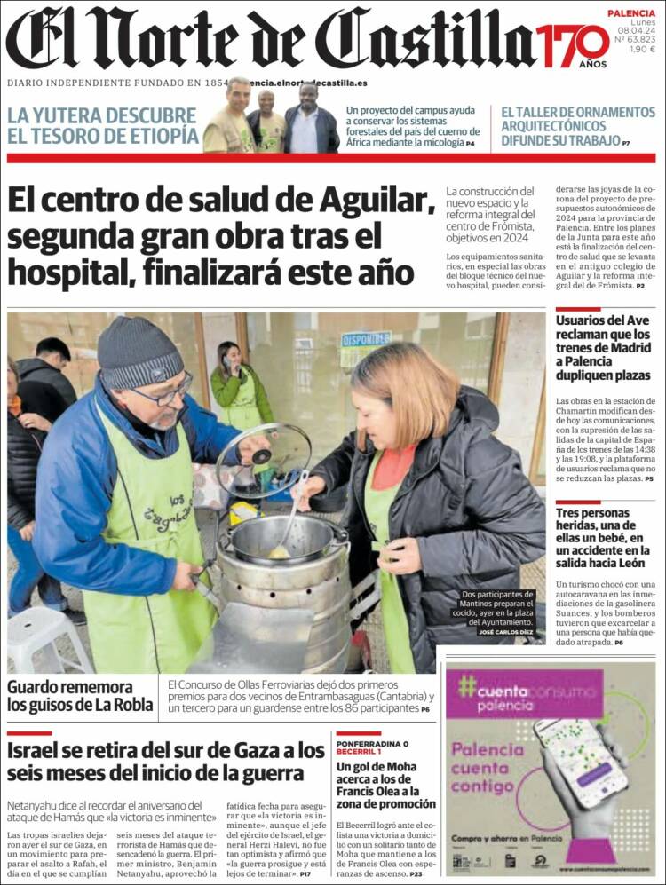 Portada de Norte de Castilla - Palencia (España)