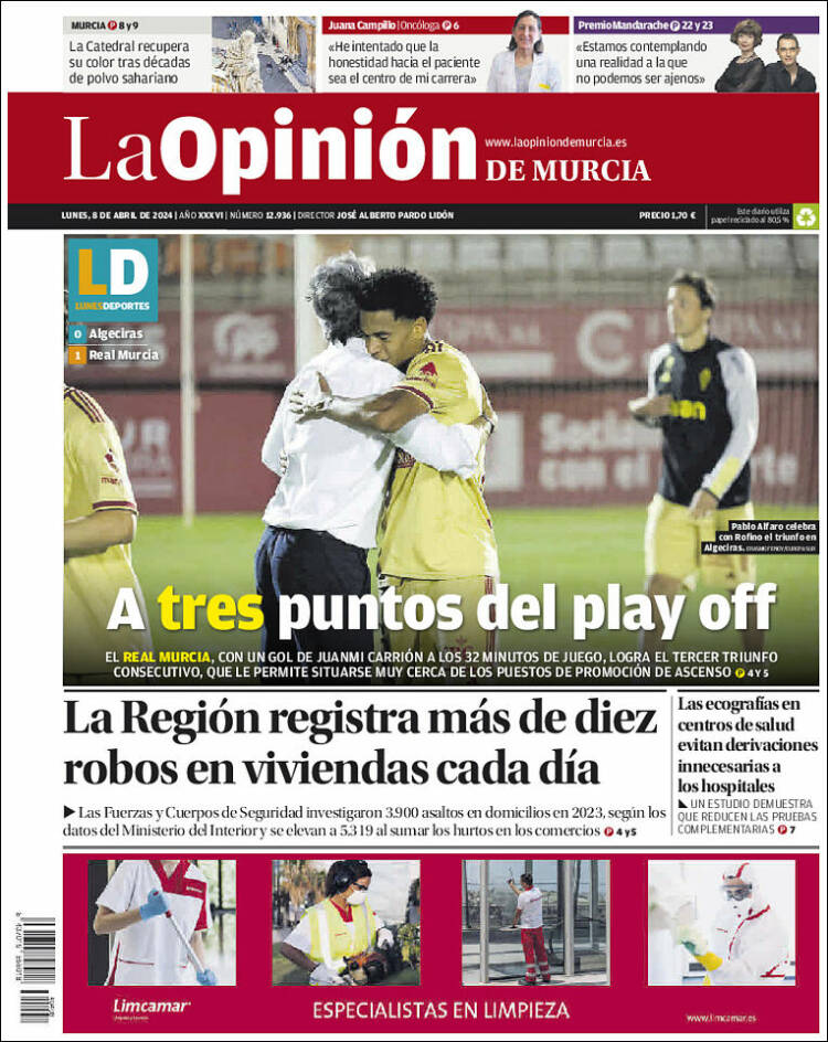 Portada de La Opinión de Murcia (España)
