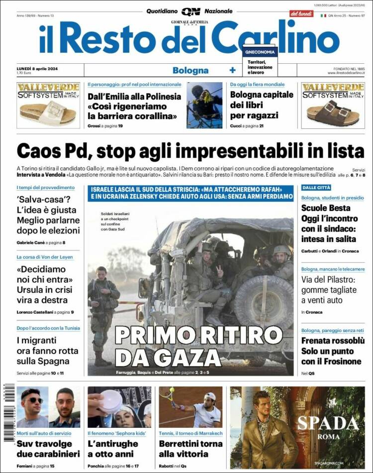 Portada de Il Resto del Carlino (Italy)