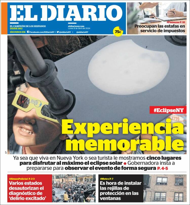 Portada de El Diario NY (USA)