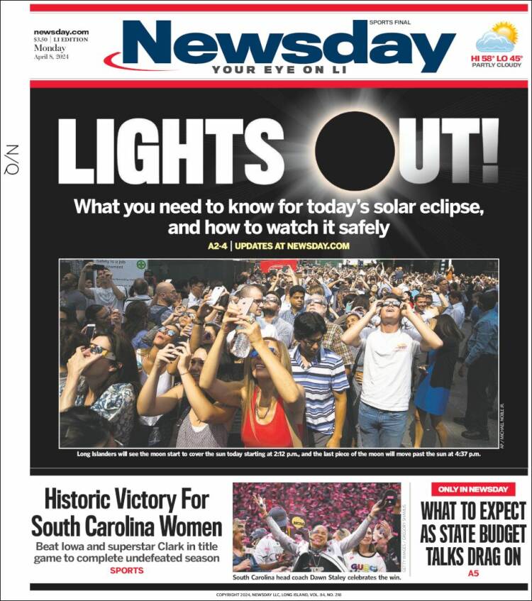 Portada de Newsday (USA)