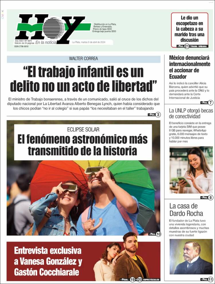 Portada de Diario Hoy (Argentina)