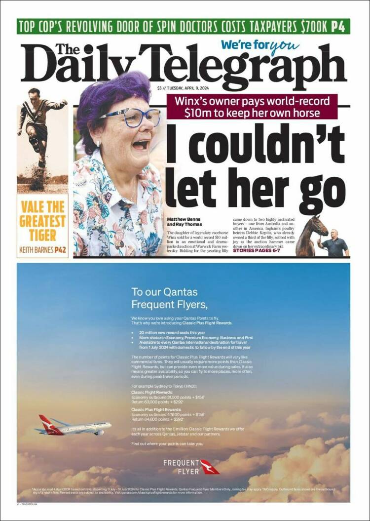 Portada de The Daily Telegraph (Australia)