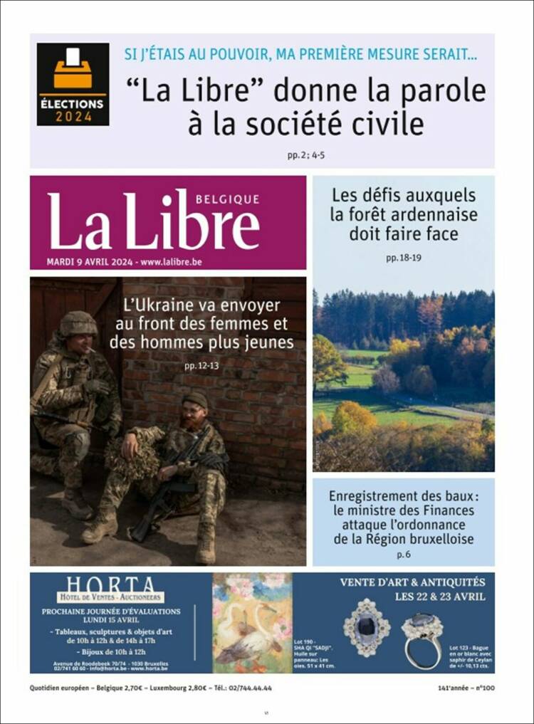 Portada de La Libre.be (B&eacute;lgica)