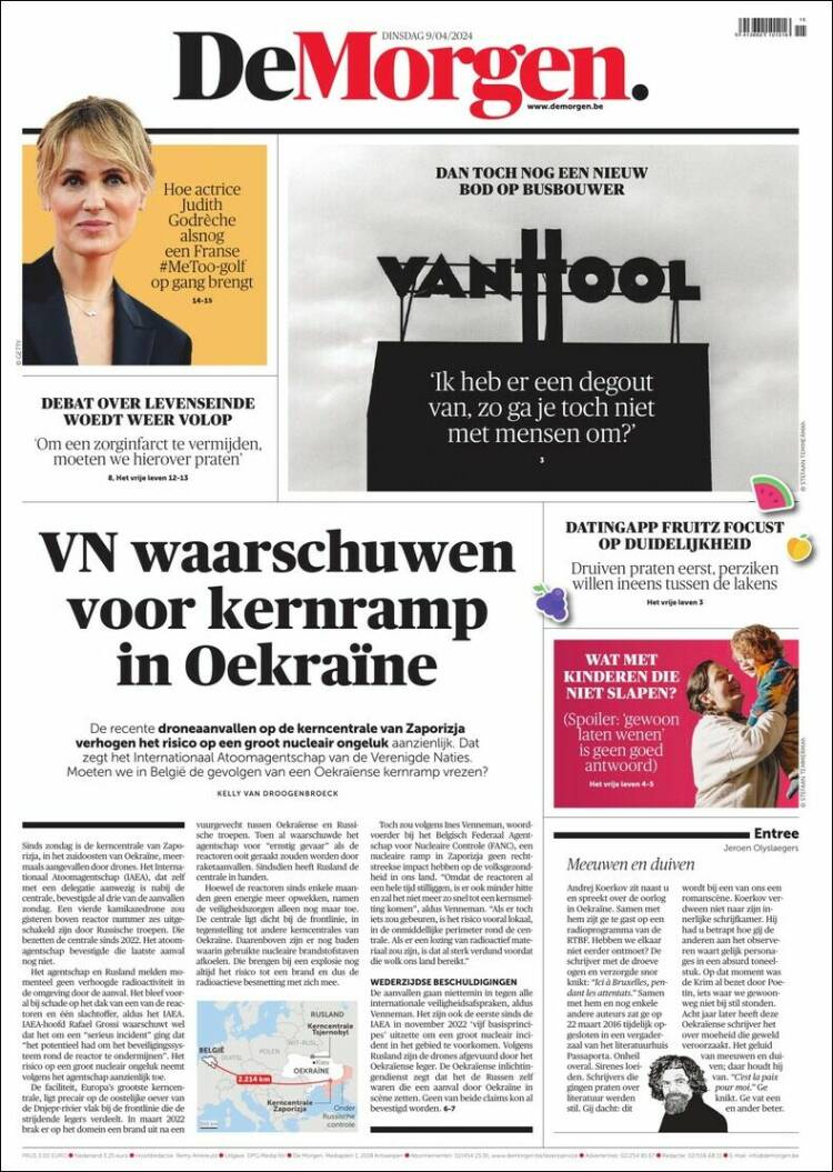 Portada de De Morgen (B&eacute;lgica)