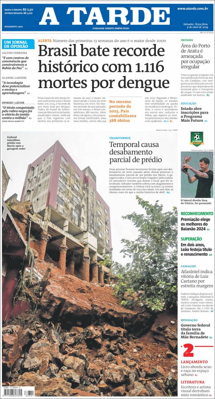 Portada de Diário A Tarde (Brasil)