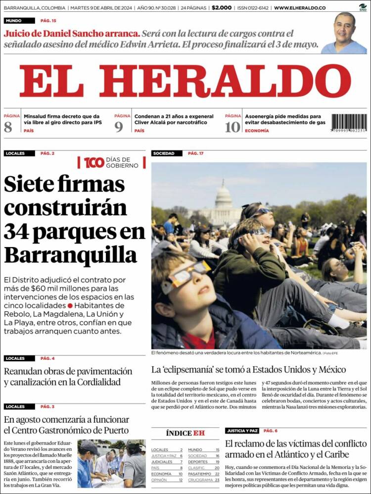 Portada de El Heraldo (Colombia)
