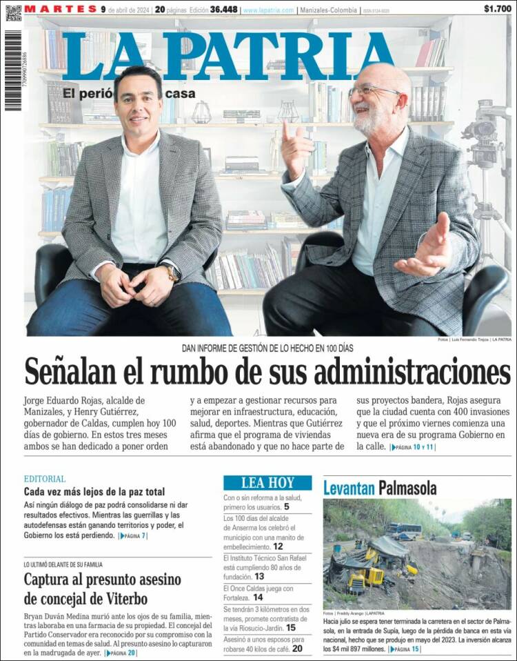 Portada de La Patria (Colombia)