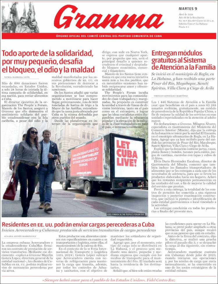 Portada de Granma (Cuba)