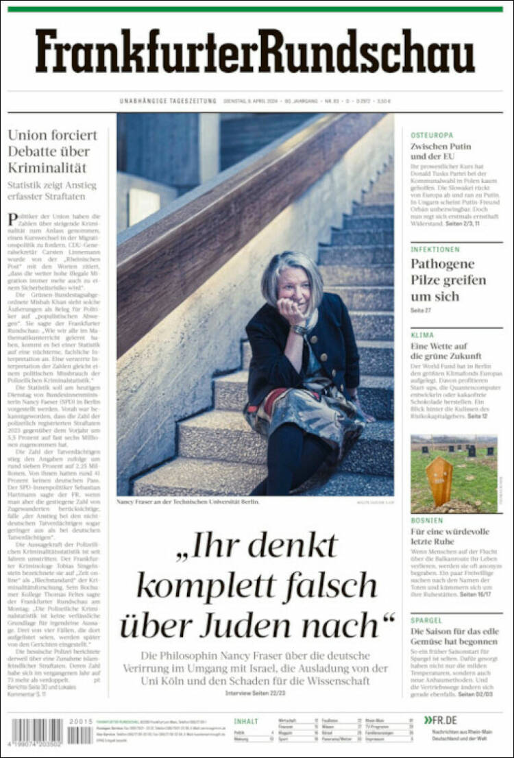 Portada de Frankfurter Rundschau (Alemania)